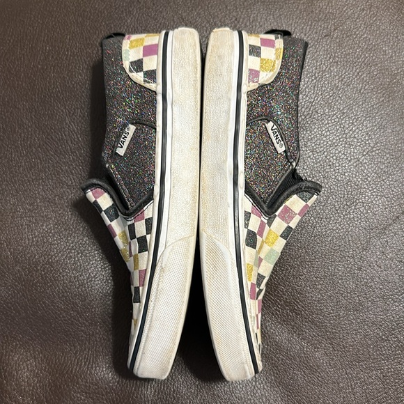 Kids checkerboard Vans, slip on - no tie - size 3 - glitter multicolor - Picture 7 of 11